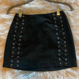 Black lace up skirt